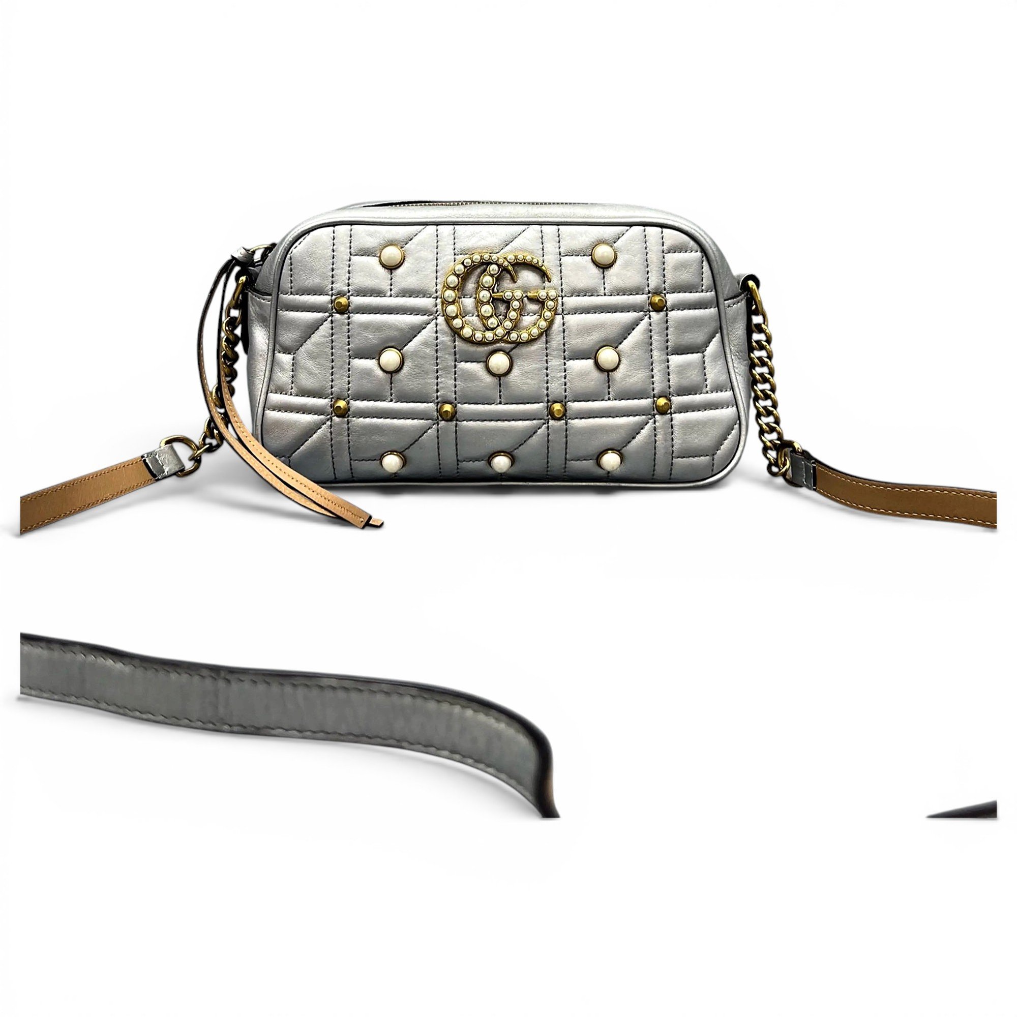Pearly GG Marmont leather crossbody bag