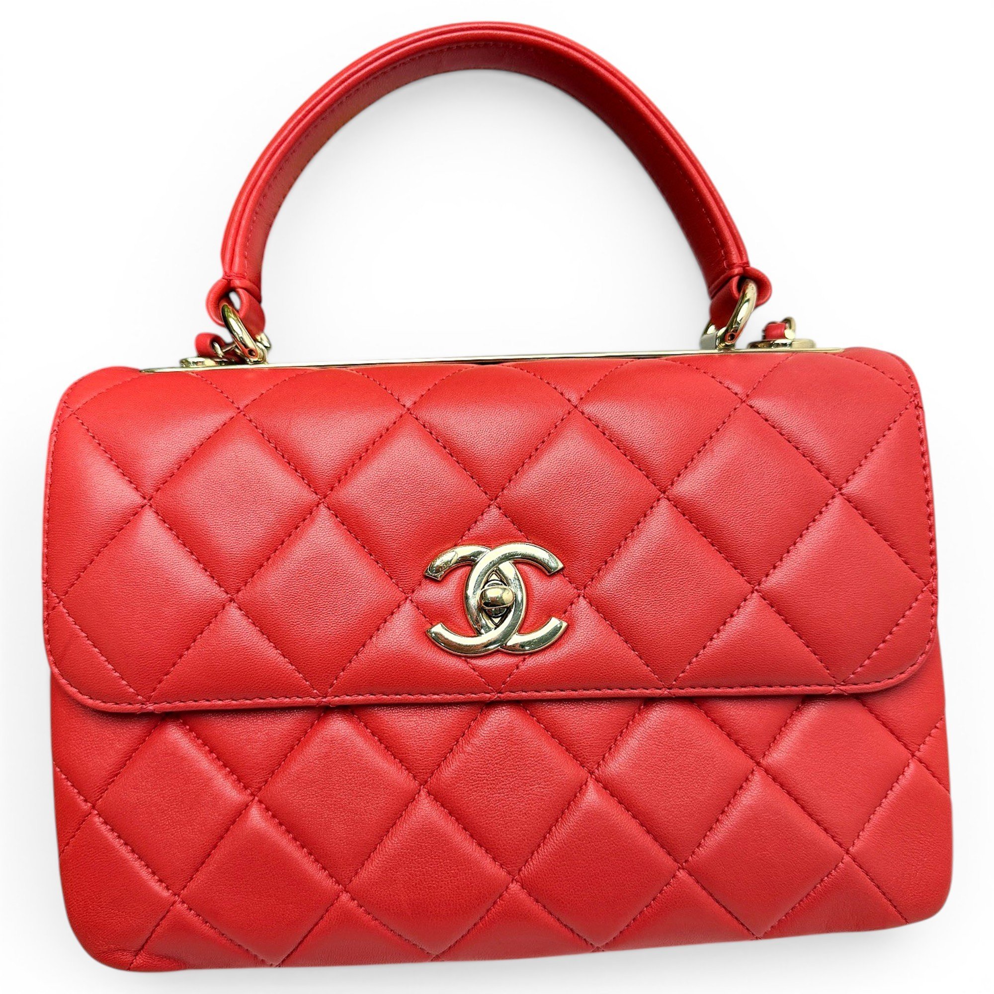 Trendy CC Top Handle leather handbag