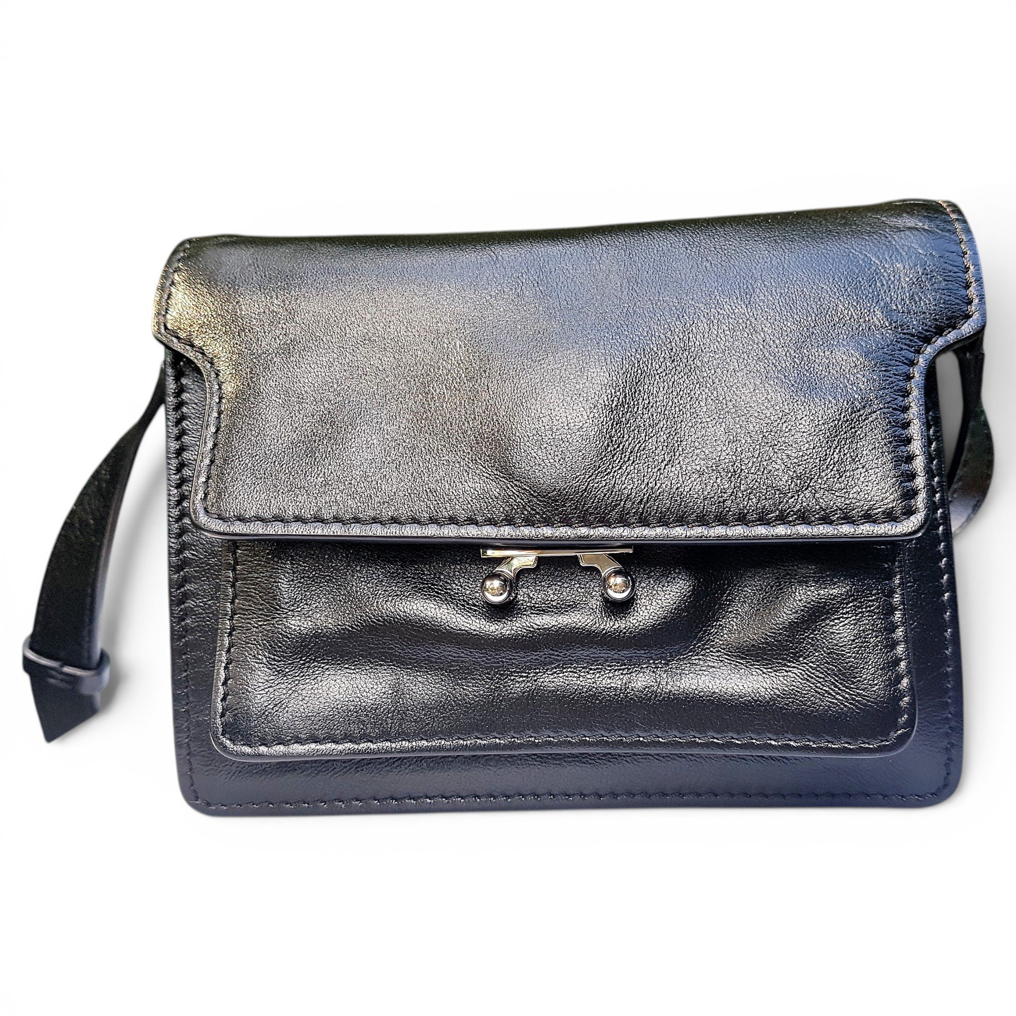 Trunk leather crossbody bag