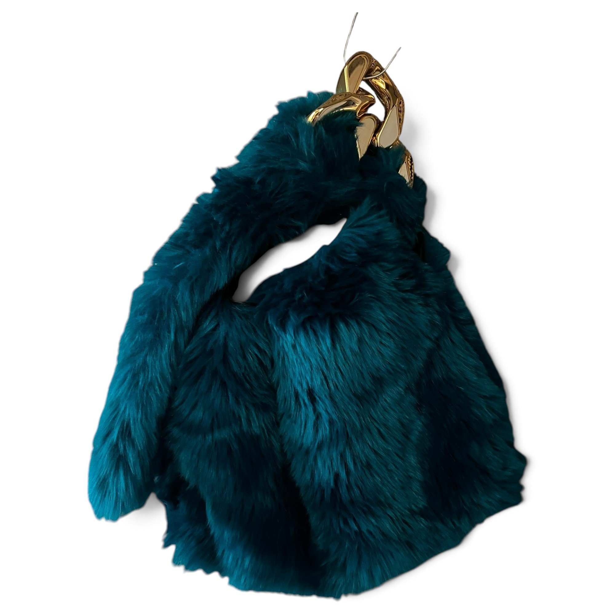 Chain faux fur handbag