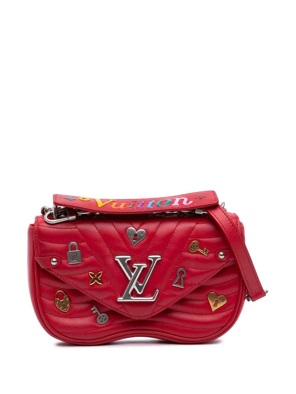 2018 Limited Edition Calfskin Embellished New Wave Love Lock Chain Bag PM satchel