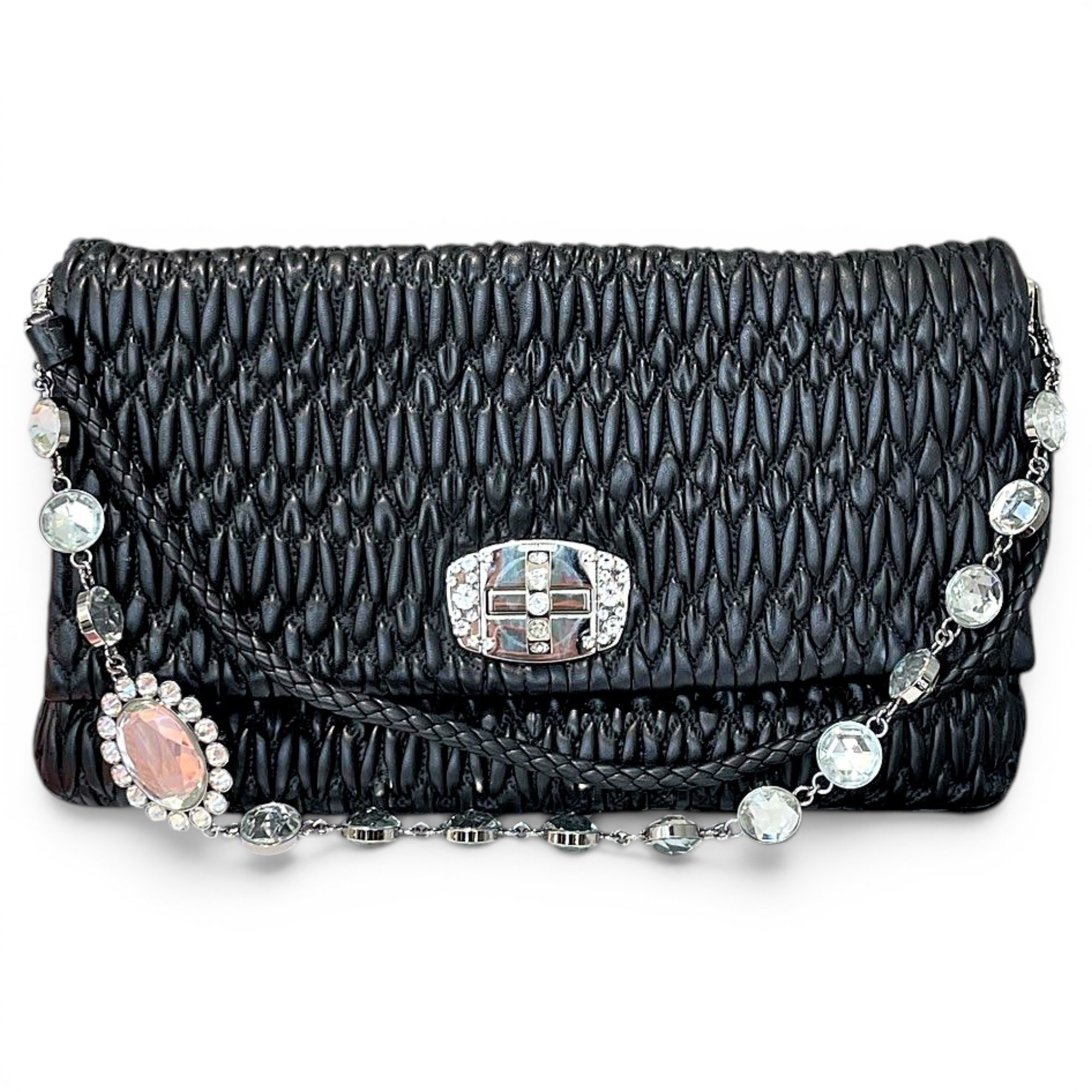 Miu Crystal leather handbag
