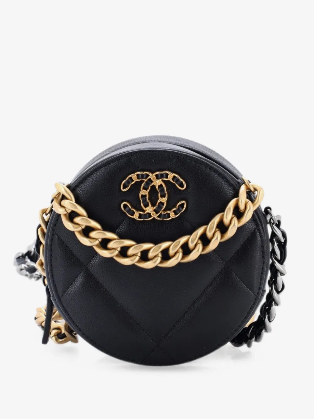 19 Round with Chain Quilted Leather clutch bag