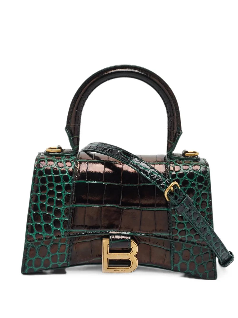 XS Hourglass croc-embossed tote bag