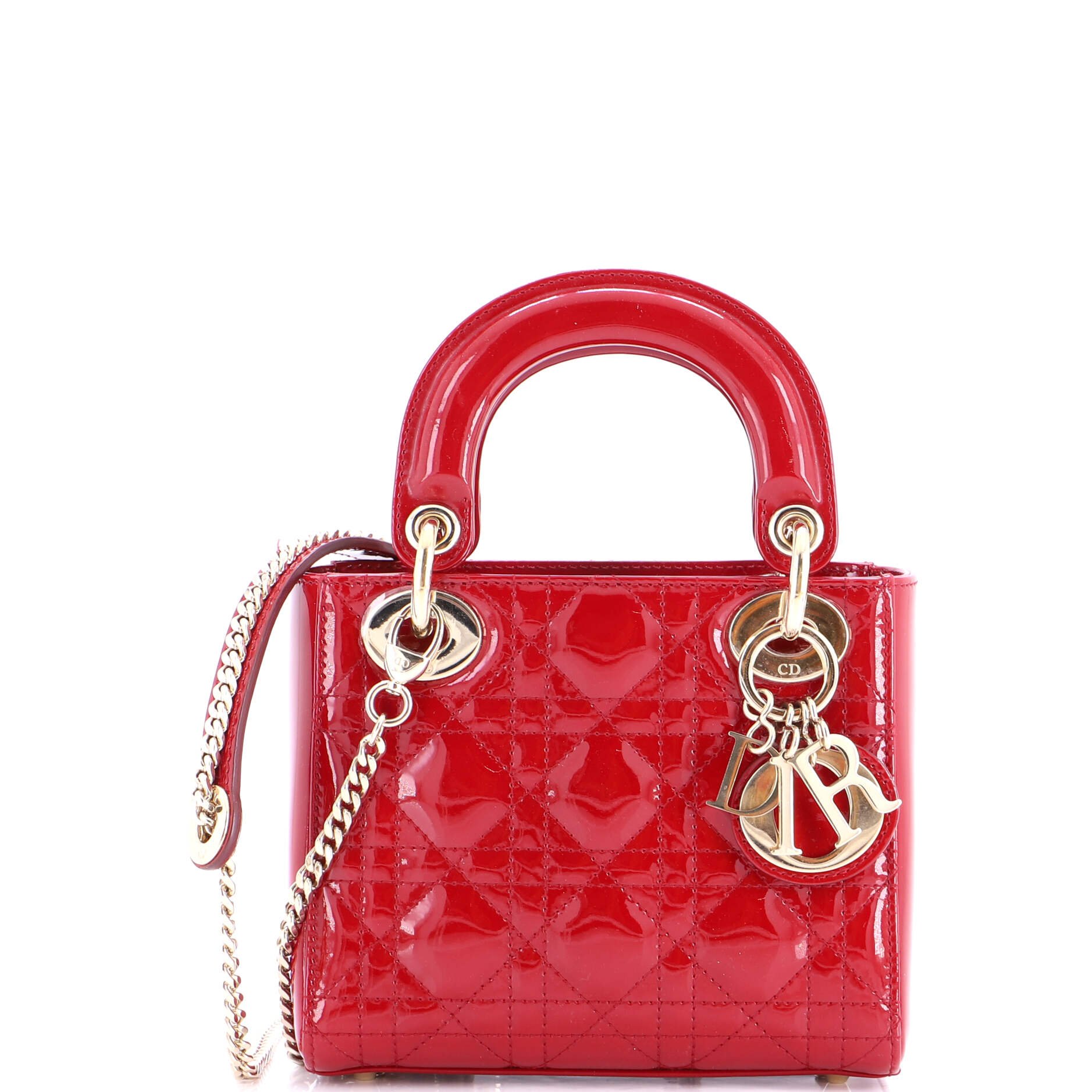 Dior Lady Dior Chain Bag Cannage Quilt Patent Mini