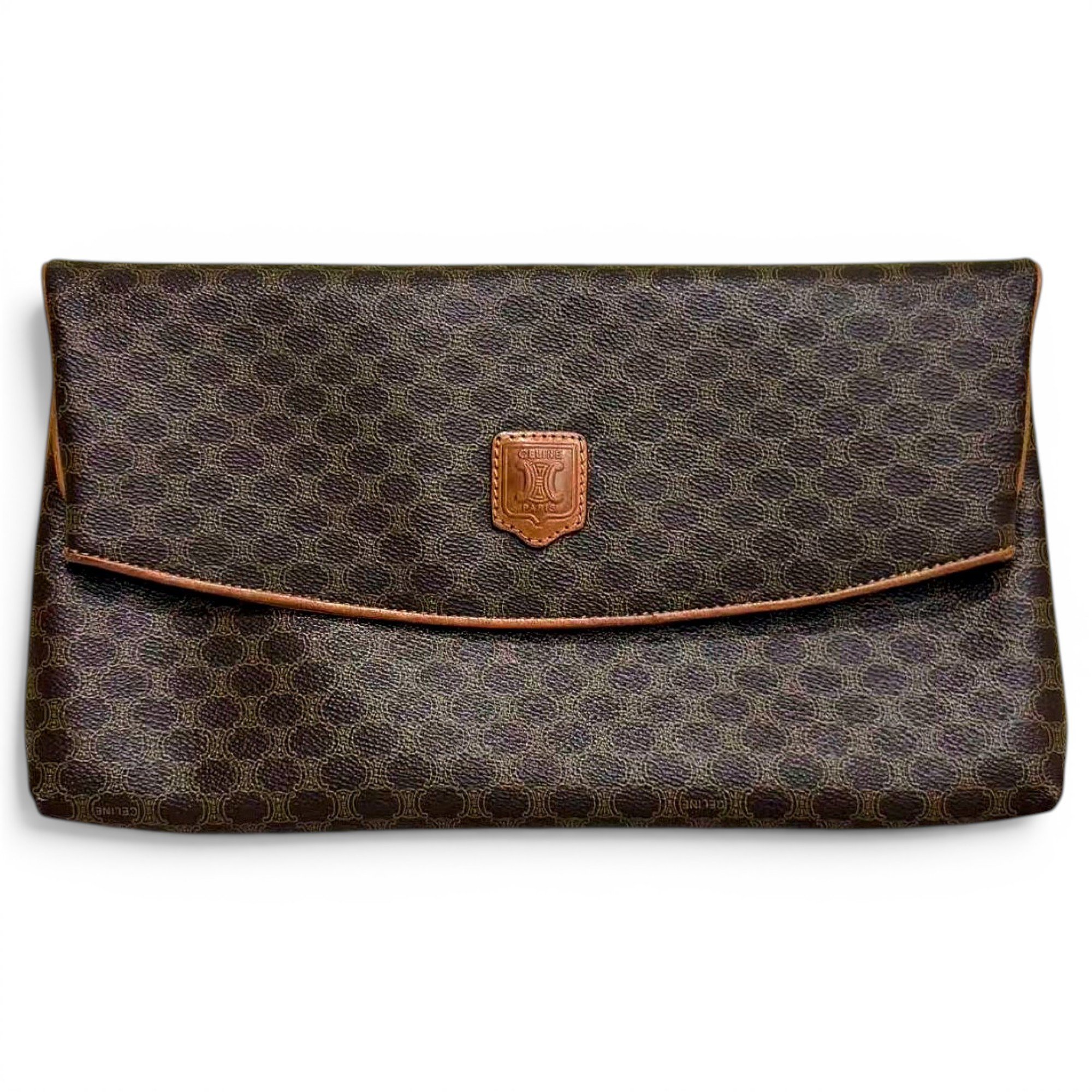 Triomphe Vintage leather clutch bag