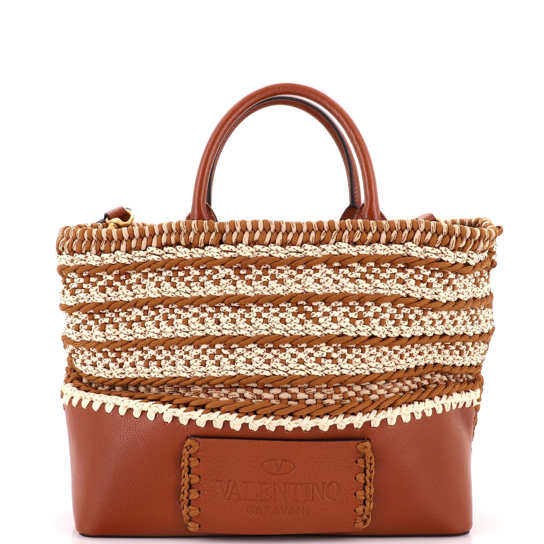 Identity Convertible Tote Leather and Crochet Large