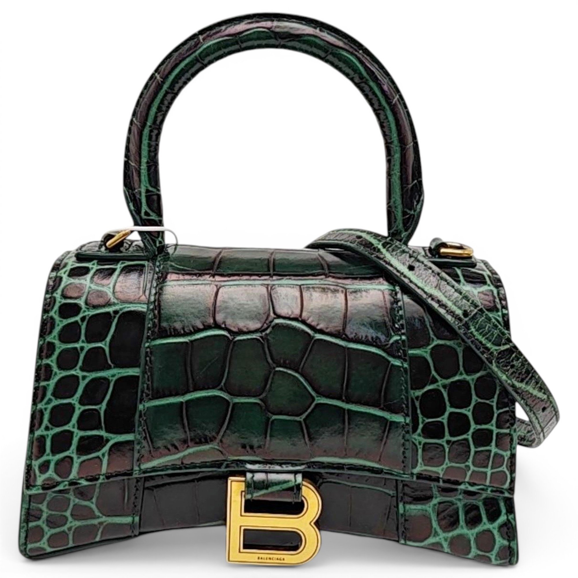 Hourglass leather handbag
