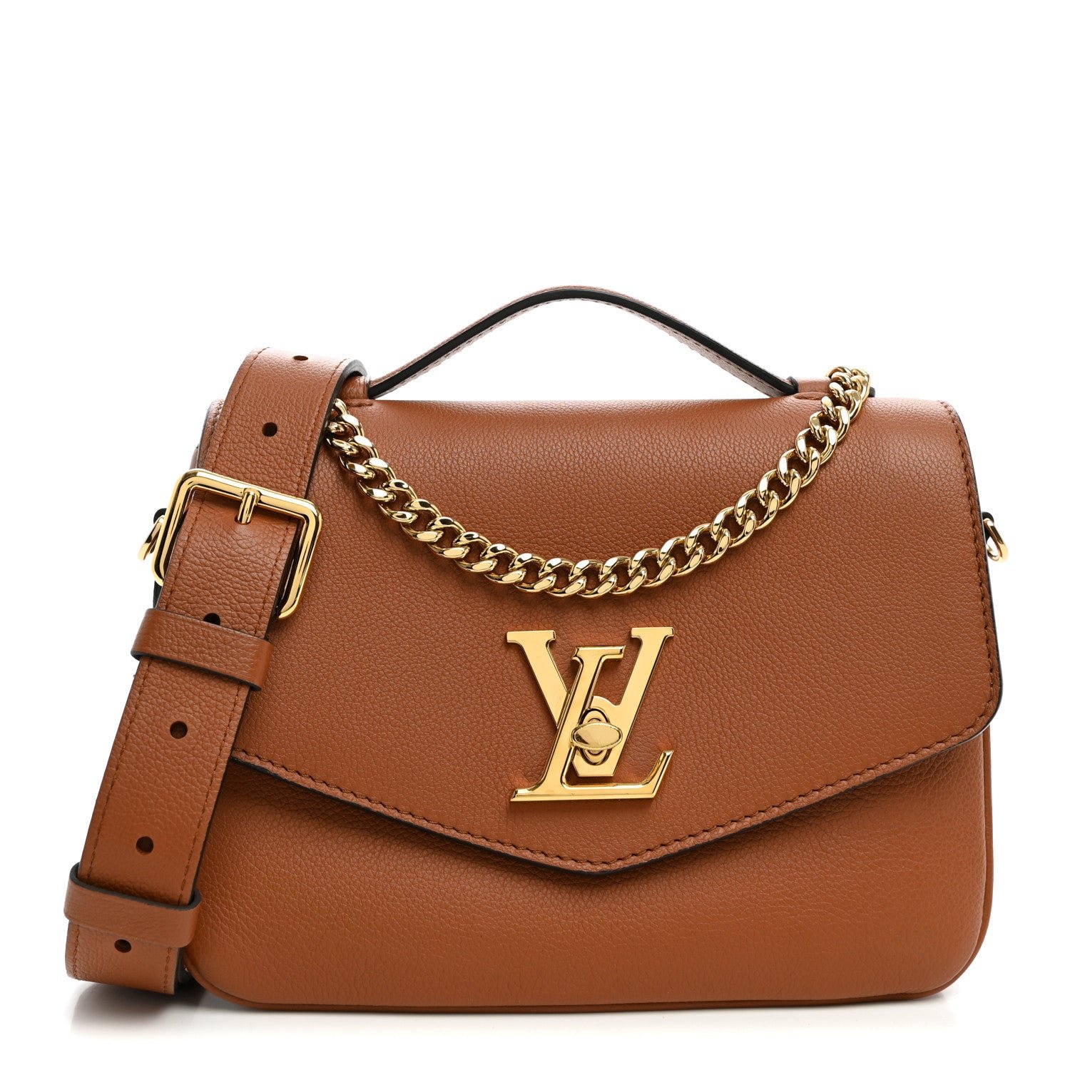 Louis Vuitton Grained Calfskin Lockme Oxford Cognac
