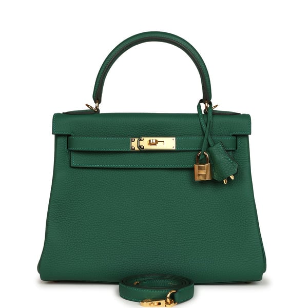 Hermes Kelly Retourne 28 Vert Moyen Clemence Gold Hardware