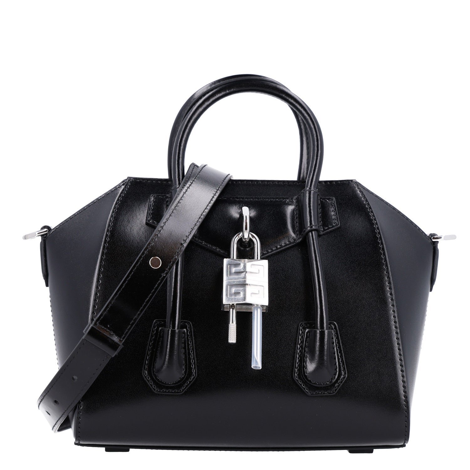 Givenchy Box Calfskin Mini Lock Antigona Shoulder Bag Black