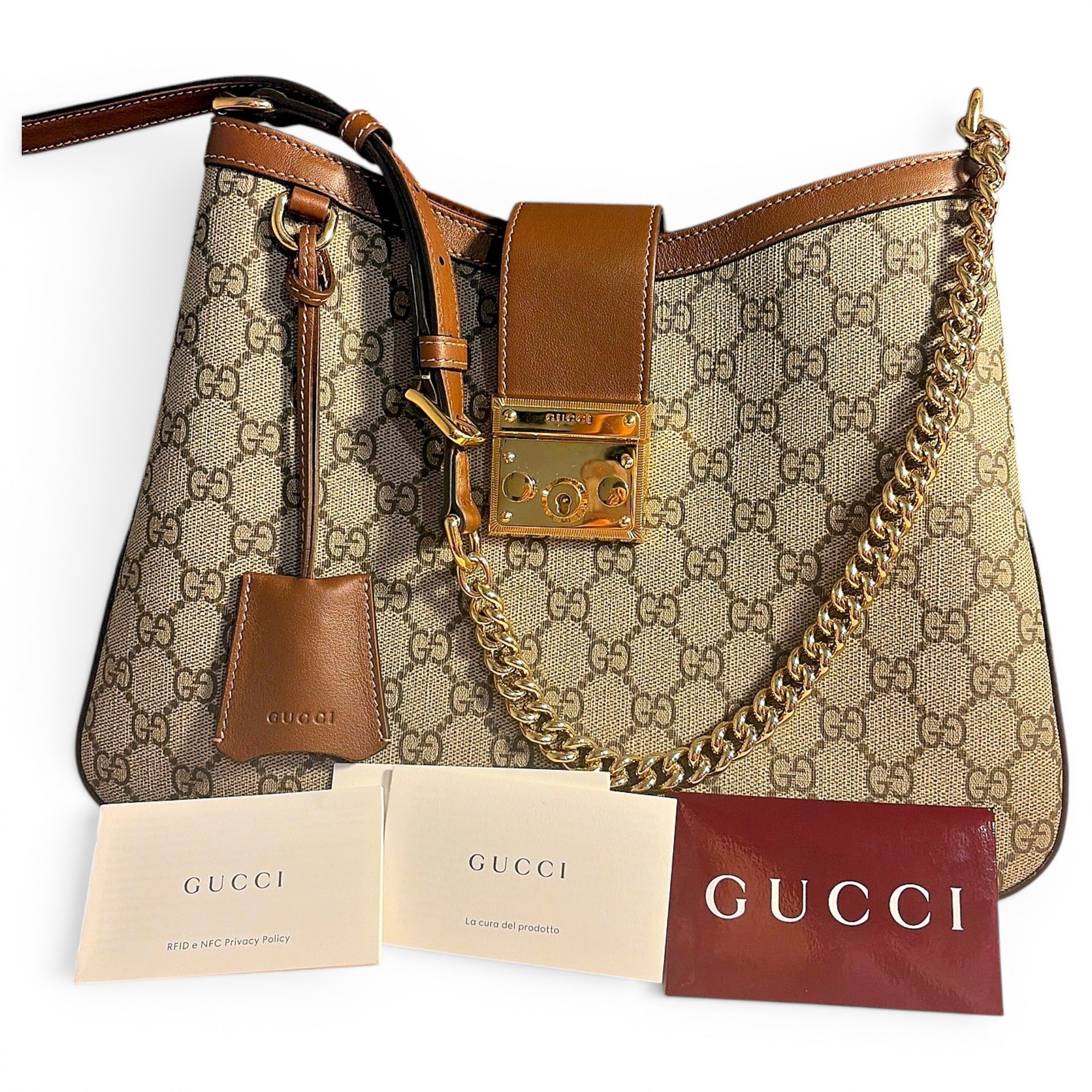 Padlock leather handbag