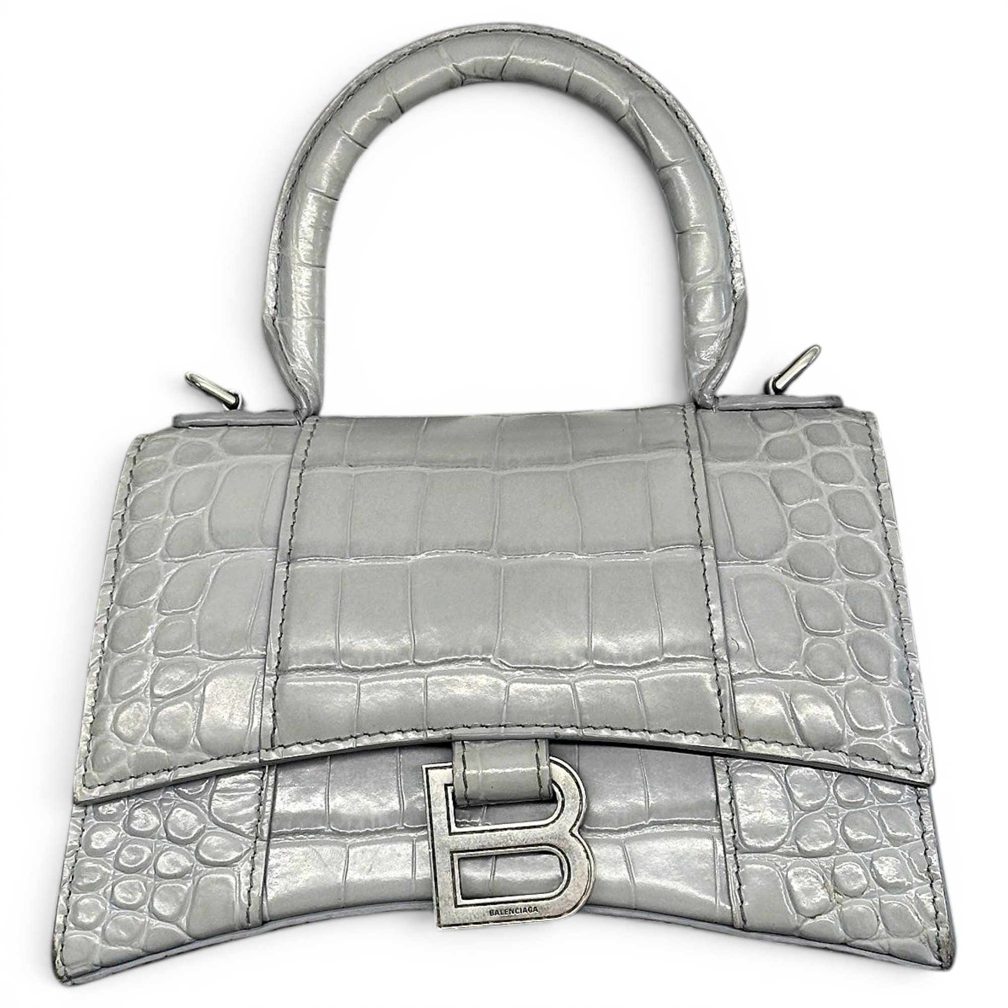 Hourglass leather handbag
