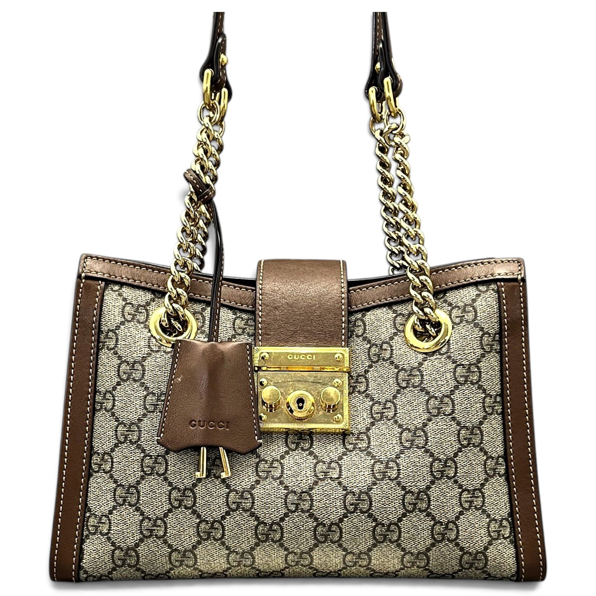 Padlock leather handbag