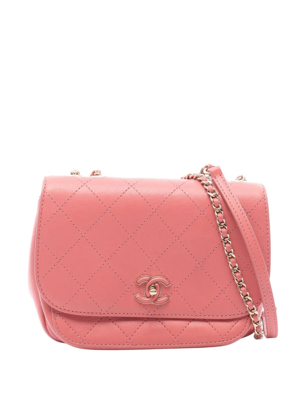 2019 Small Stitched Calfskin Covered CC Flap crossbody bag