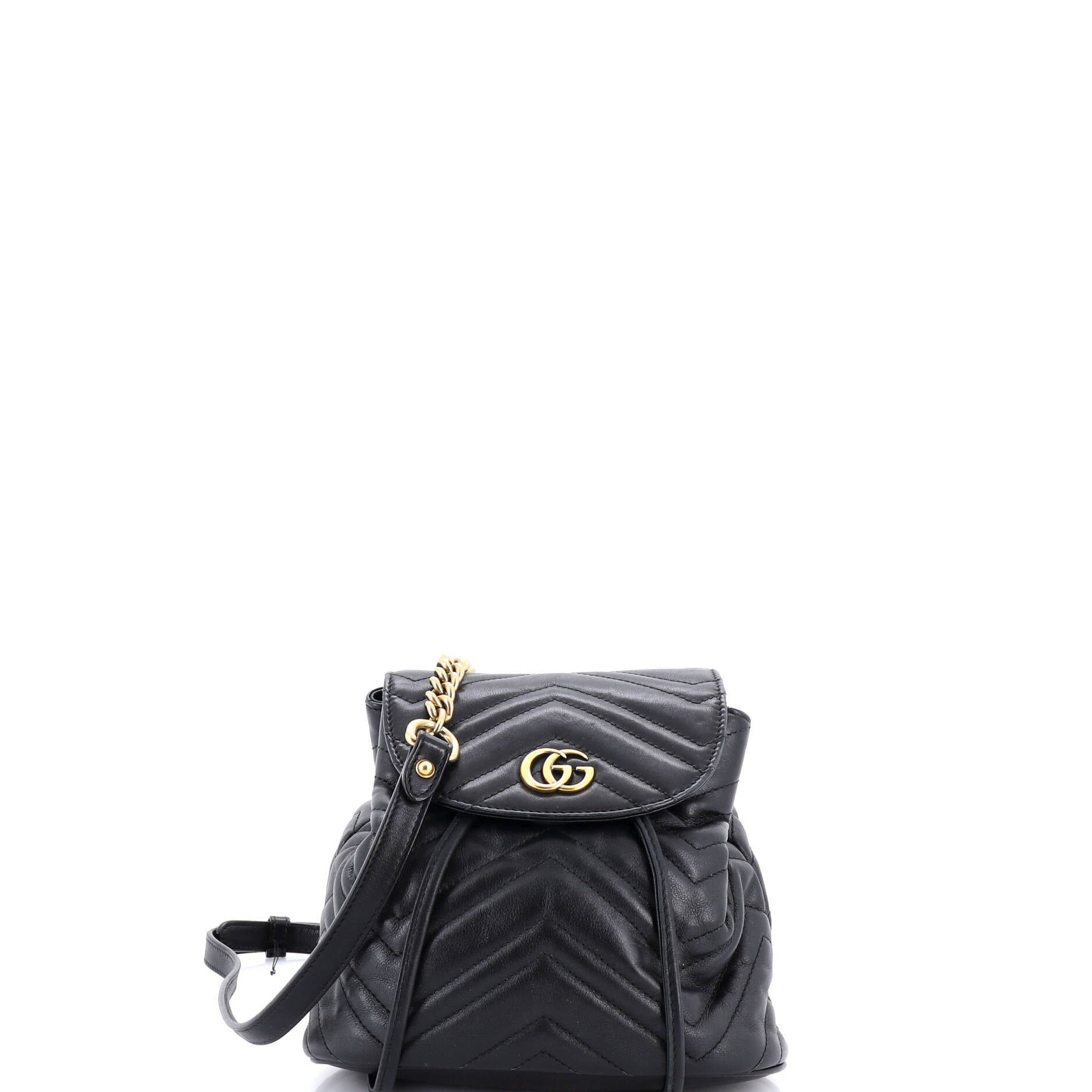 Gucci GG Marmont Drawstring Backpack Matelasse Leather Mini