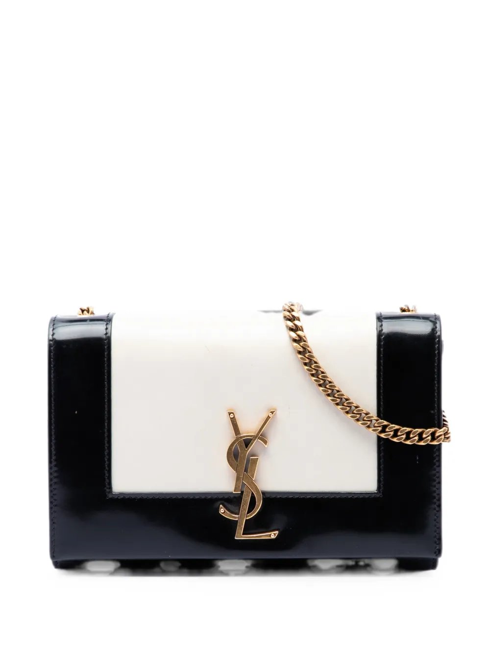 2023 Small Bicolor Lambskin and Patent Monogram Kate Chain shoulder bag