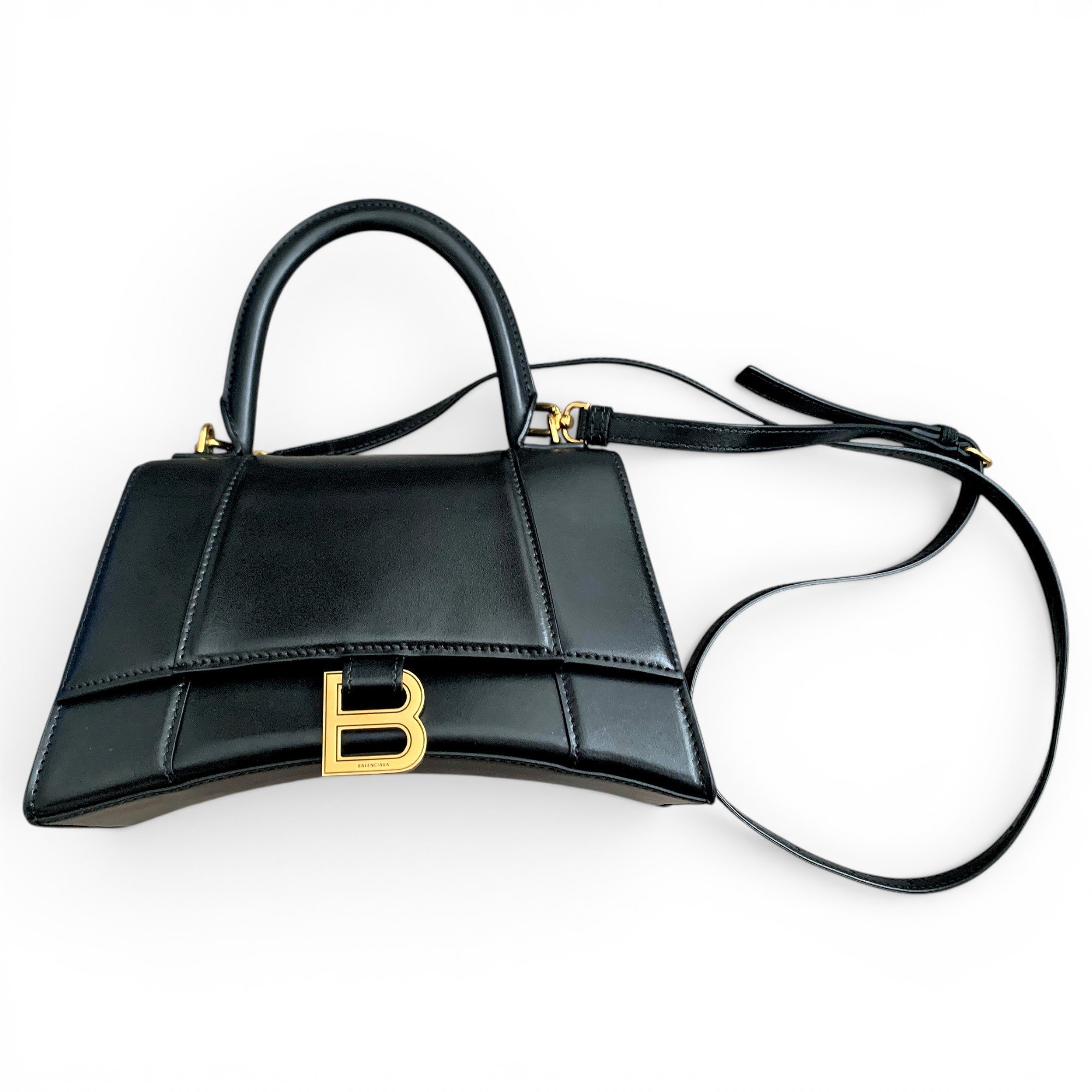 Hourglass leather handbag