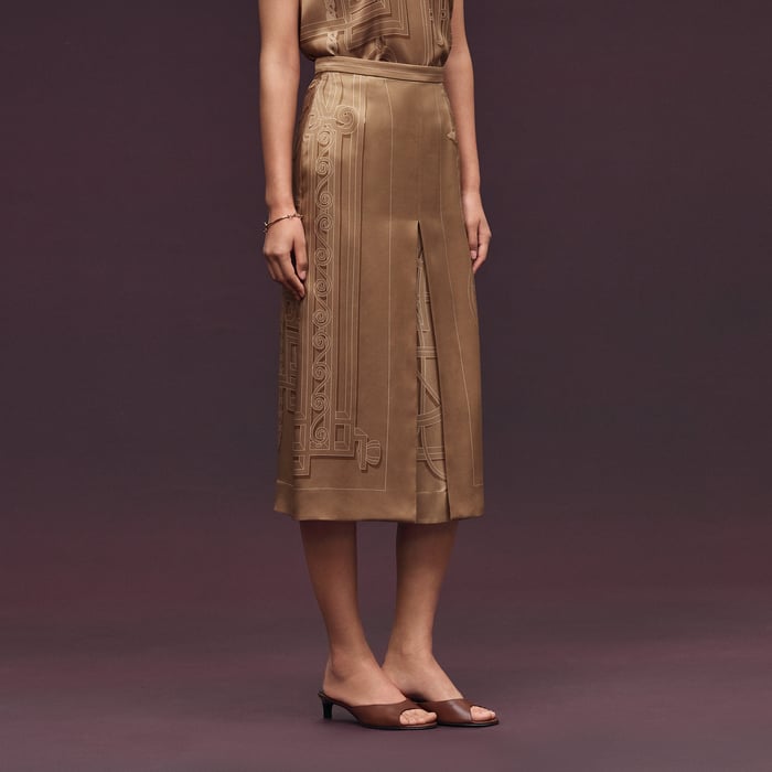 Beige Zénith "l'Enseigne Du Sellier" Long Skirt