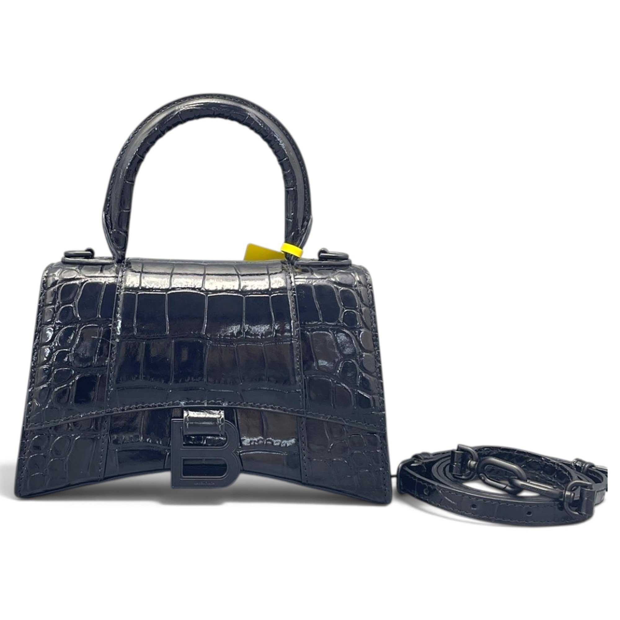 Hourglass leather handbag