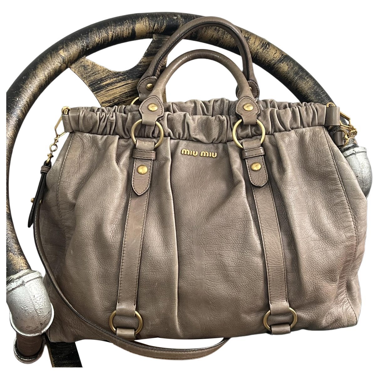 Bow bag leather handbag