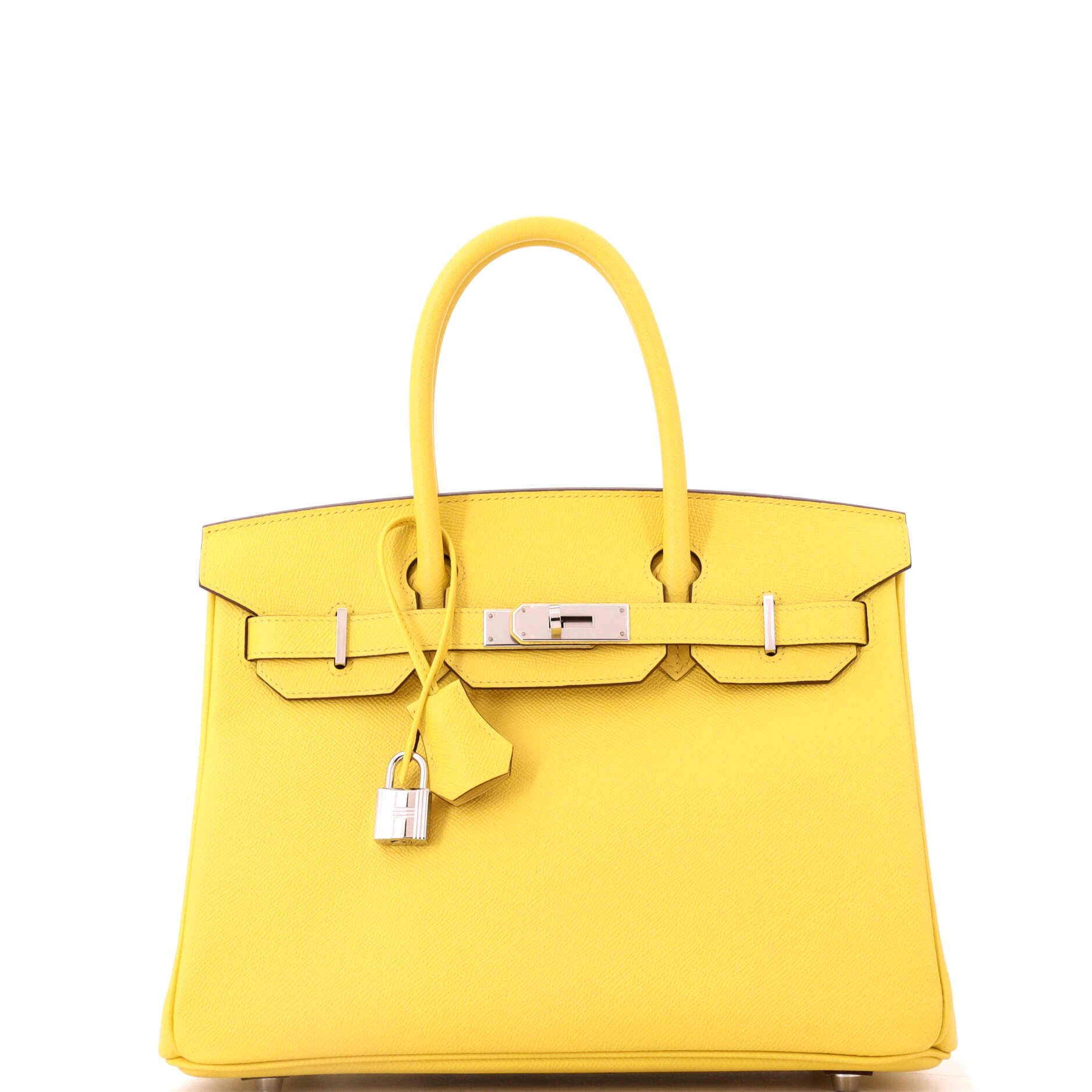 Hermes Birkin Handbag Jaune De Naples Epsom with Palladium Hardware 30