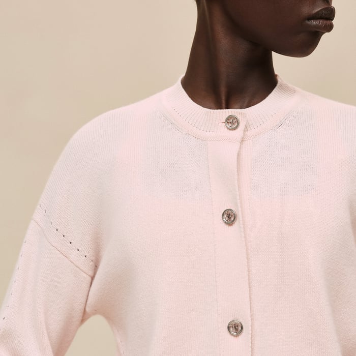 Rose Palomino Cashmere Long-sleeve Cardigan