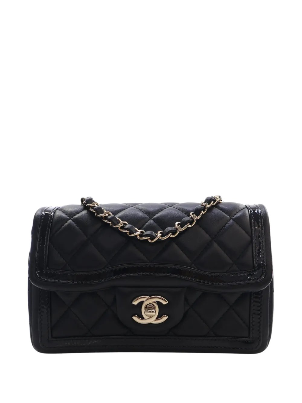 2021-2026 Mini CC Quilted Shiny Lambskin Half Flap crossbody bag