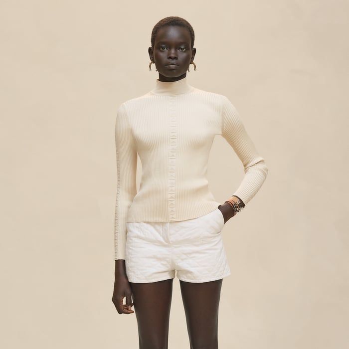 Blanc Naturel Cashmere Long-sleeve Sweater