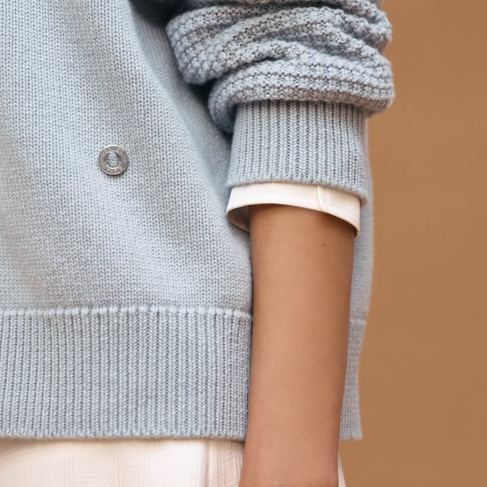 Bleu Dragée Cashmere Long-sleeve Sweater