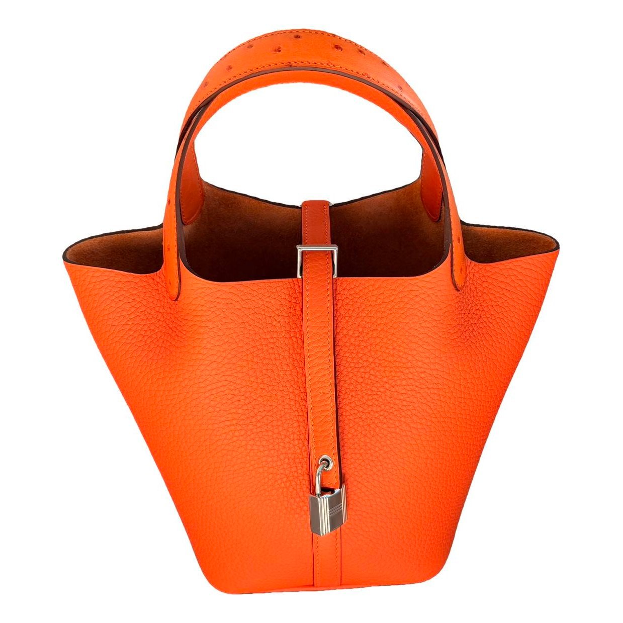 Hermes Picotin Handbag Tangerine Ostrich Leather 2026