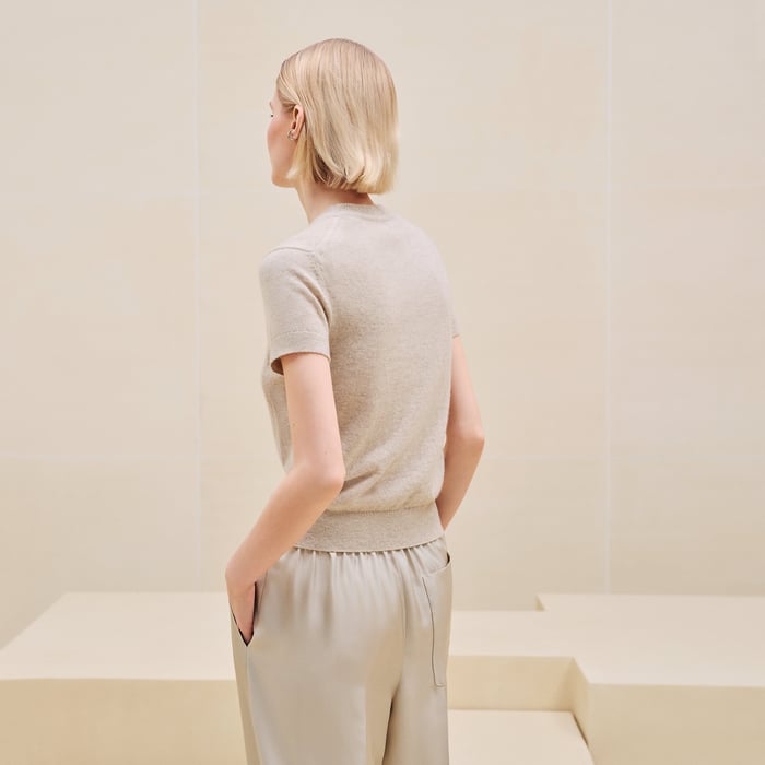 Beige Naturel Cashmere Short-sleeve Sweater