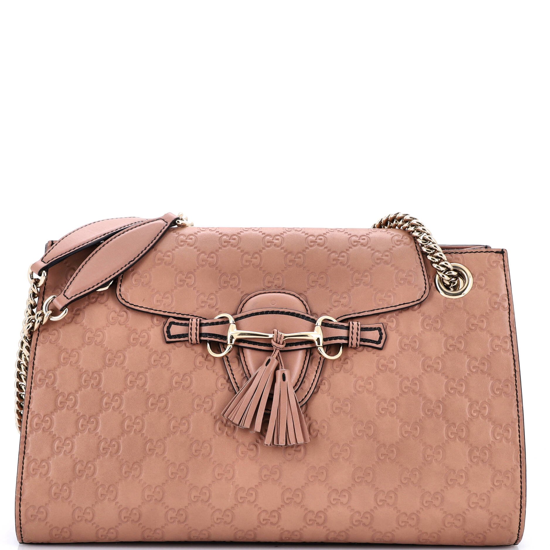 Emily Chain Flap Shoulder Bag Guccissima Leather Large