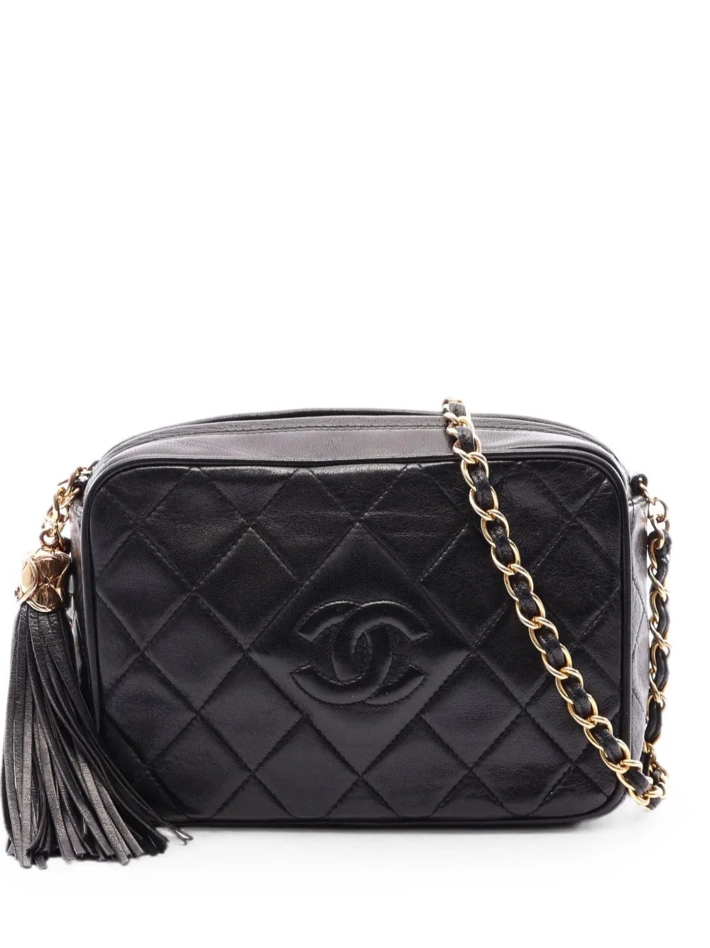 1989-1991 diamond-stitch tassel shoulder bag