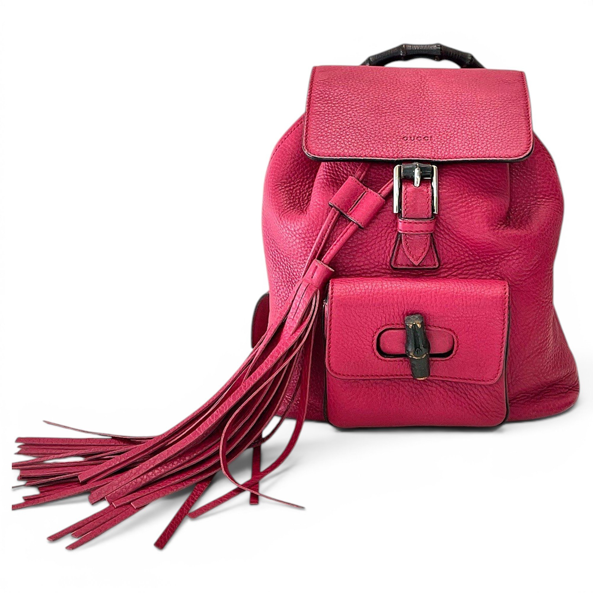 Bamboo Tassel leather backpack