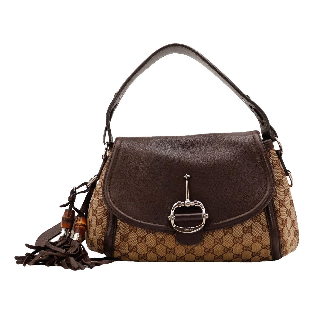 Interlocking leather handbag