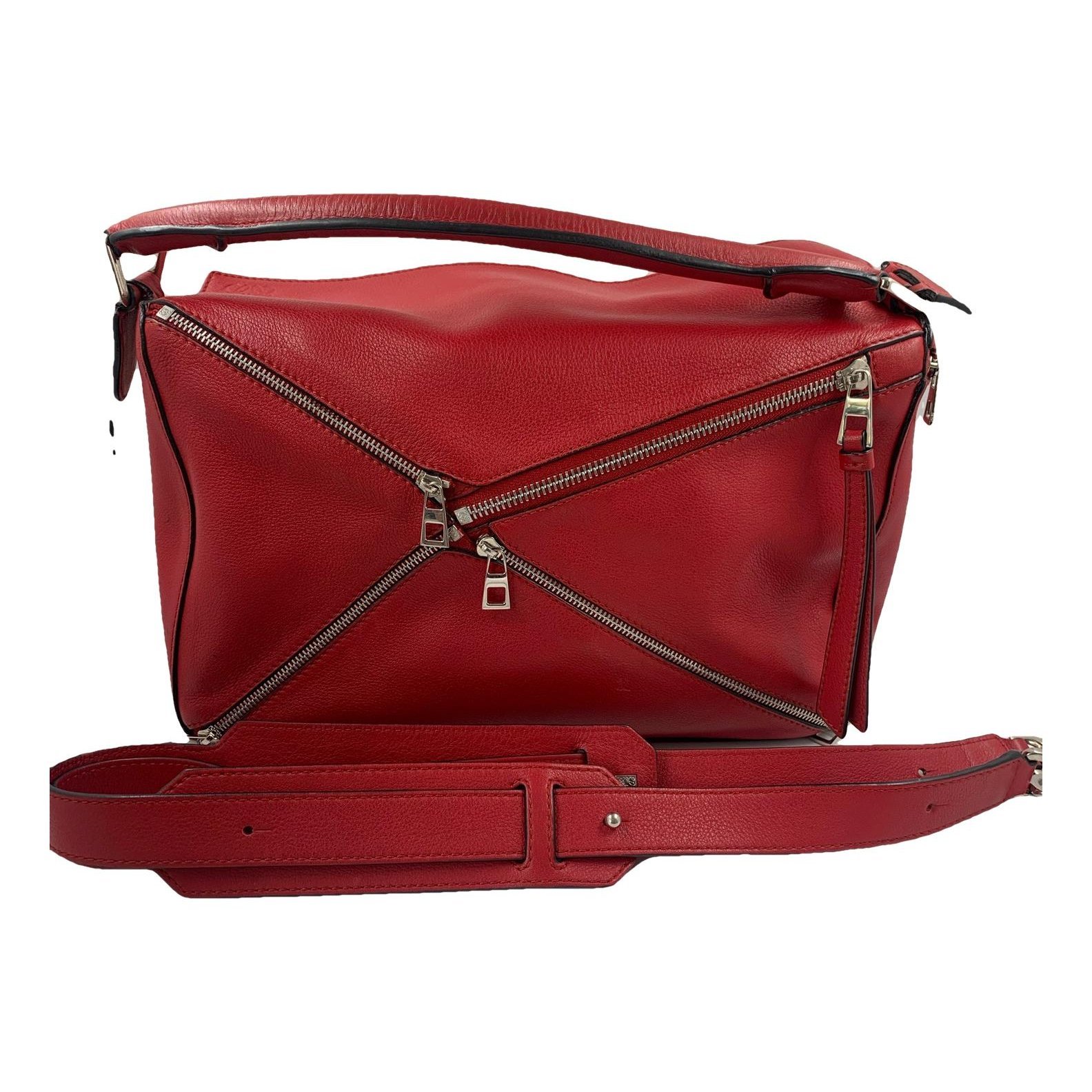 Puzzle leather handbag