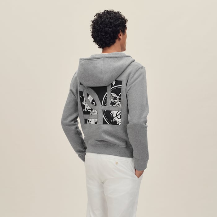 Gris "Ex-libris" Zipped Hooded Sweater