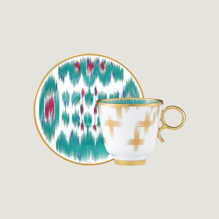 Sans Coloris Voyage En Ikat Coffee Cup and Saucer