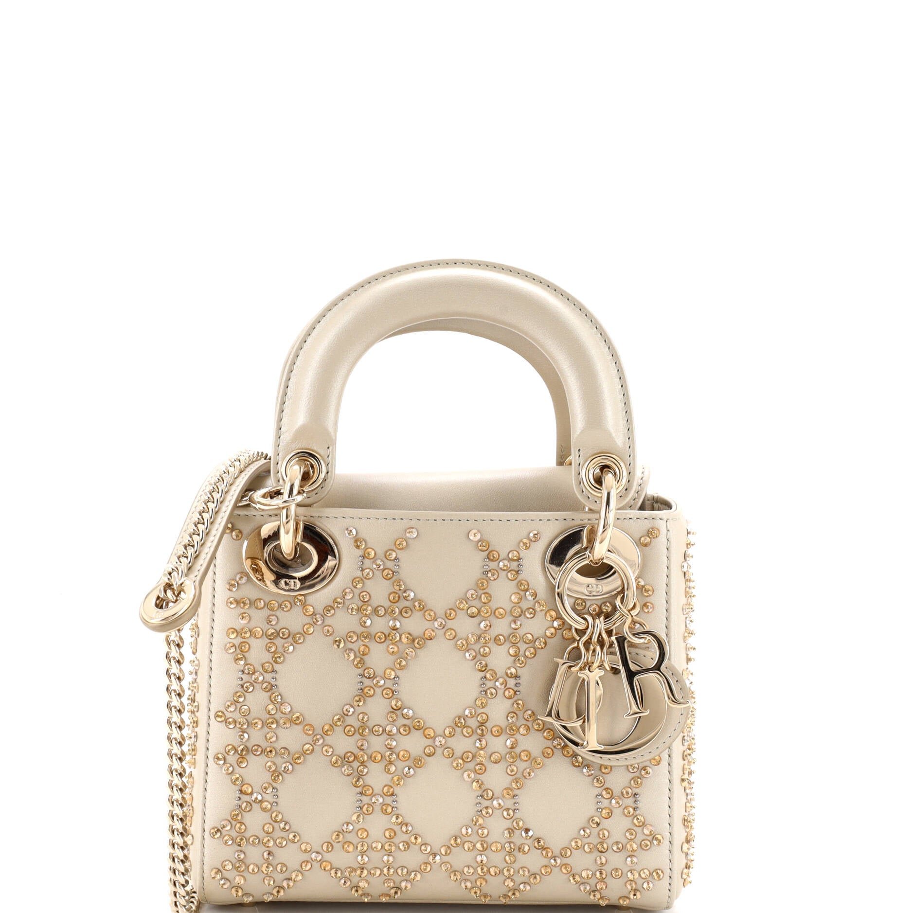 Dior Lady Dior Chain Bag Crystal Embellished Cannage Quilt Leather Mini