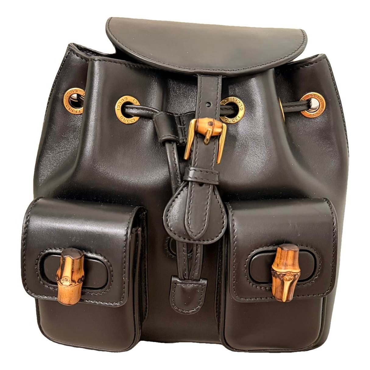Bamboo Tassel Oval leather backpack