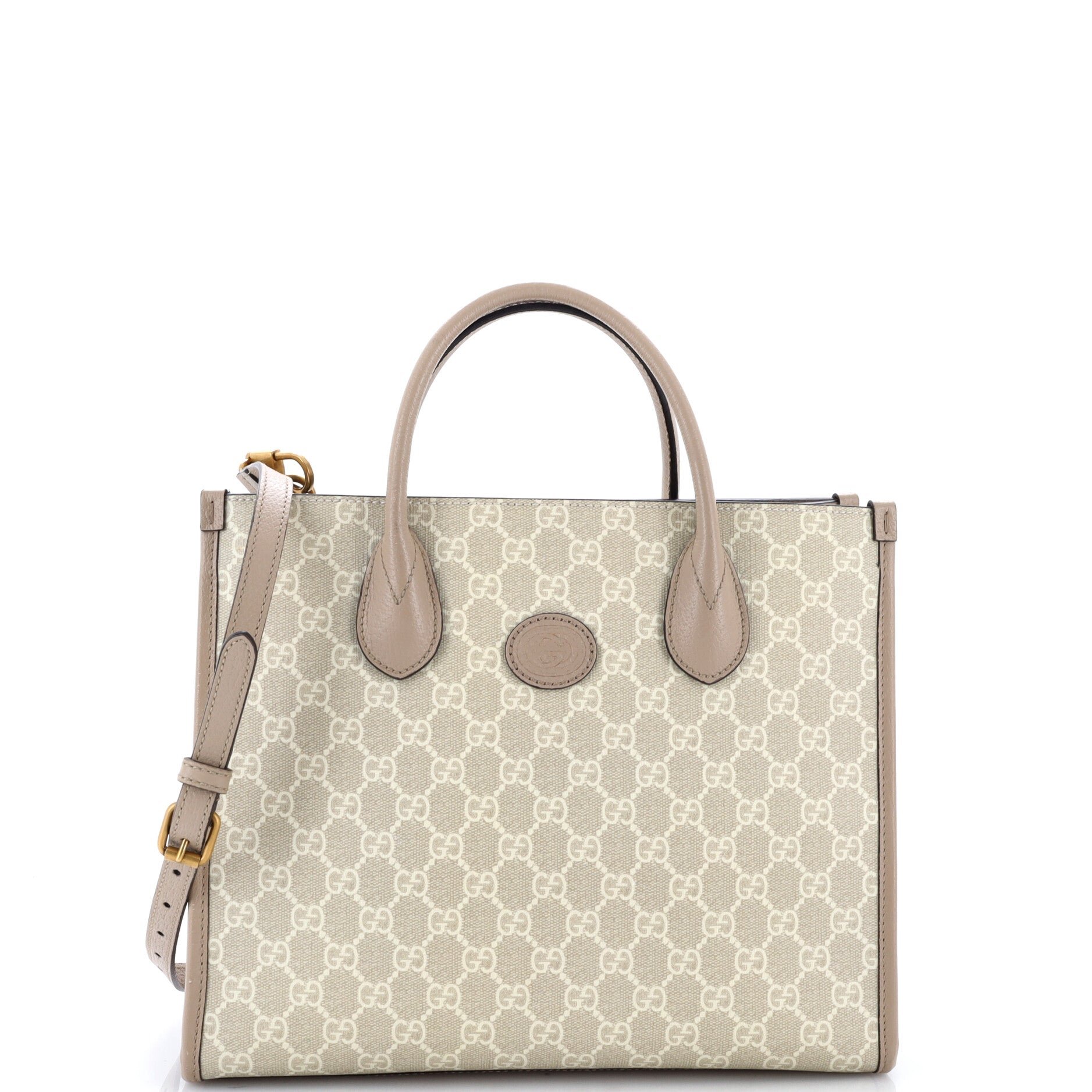 Interlocking G Tote GG Coated Canvas and Leather Small