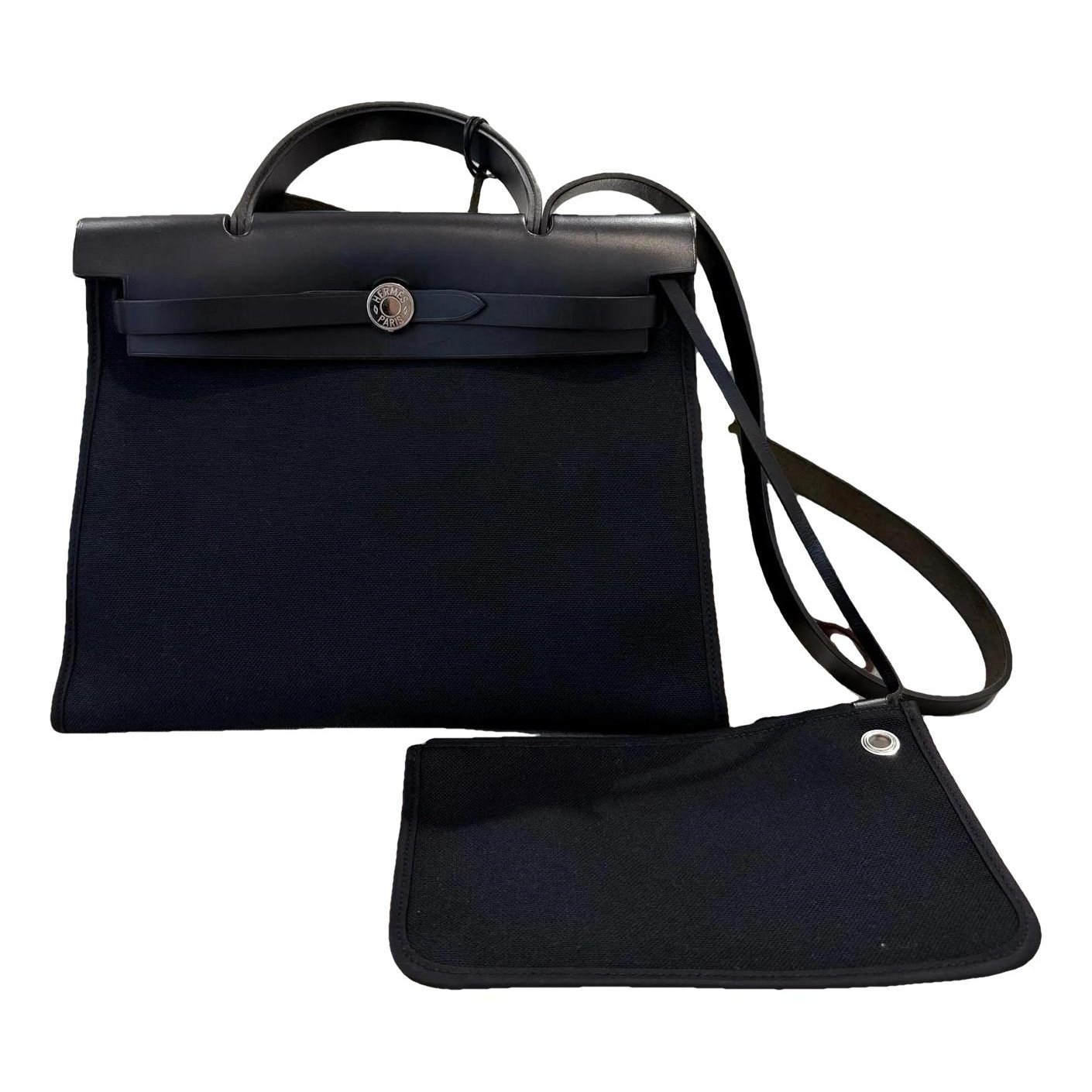 Hermes Herbag Handbag Black Vache Leather 2017