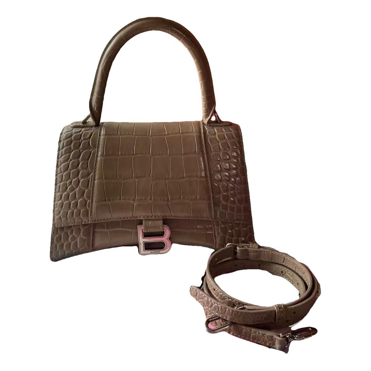 Hourglass leather handbag