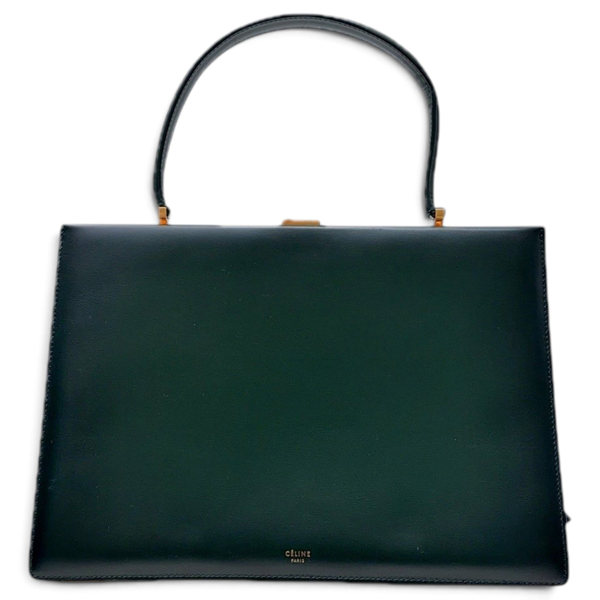 Clasp leather handbag