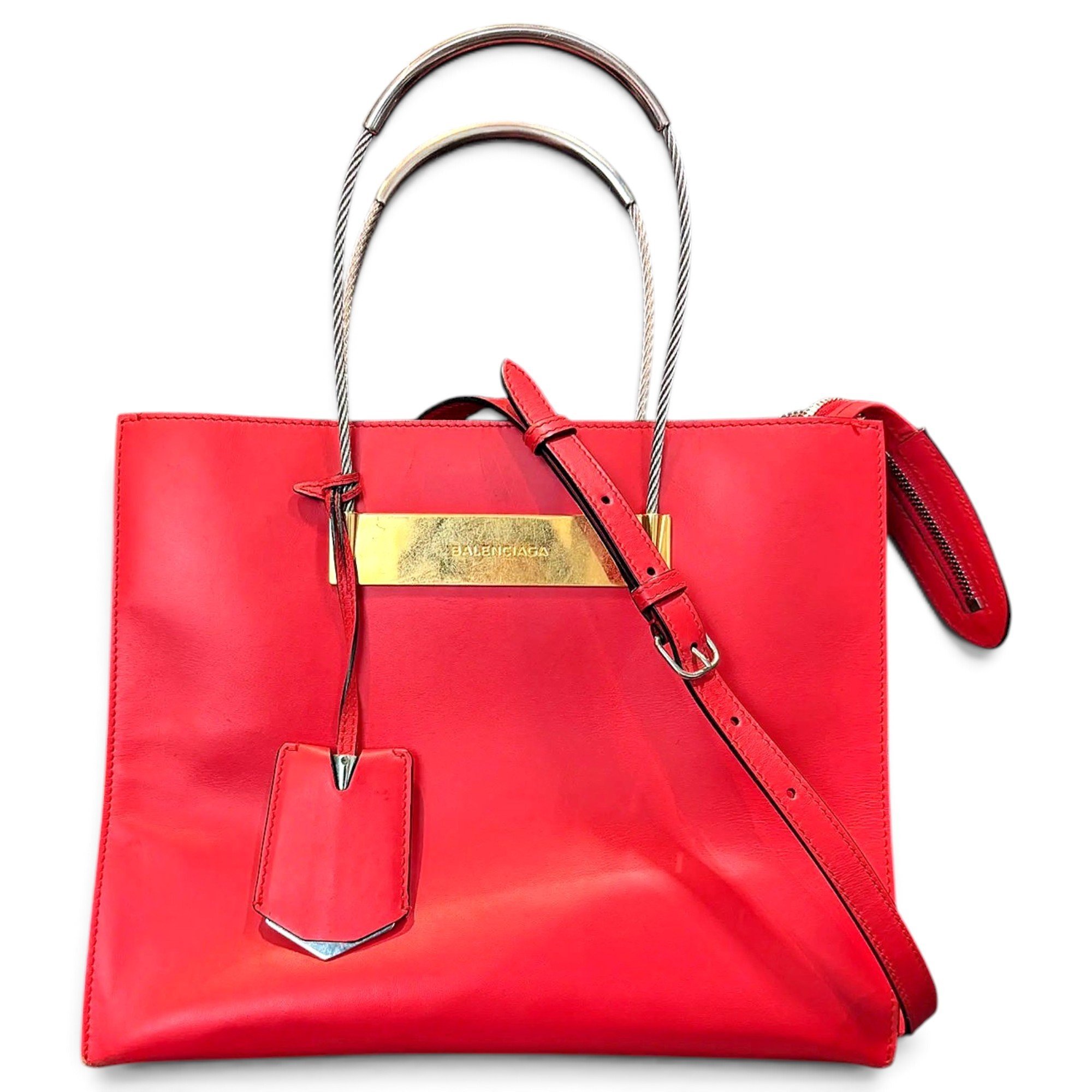 Cable leather handbag