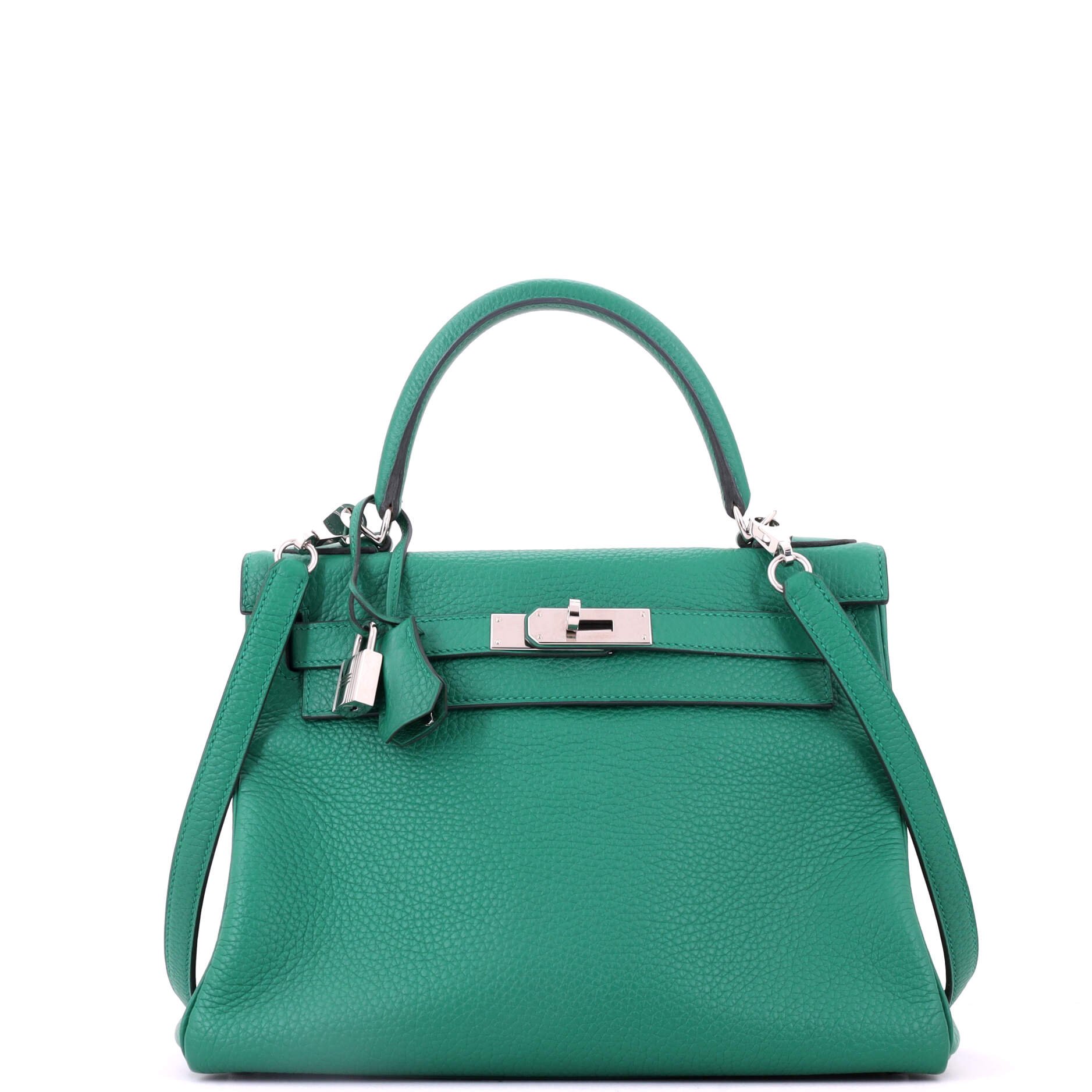 Kelly Handbag Vert Vertigo Clemence with Palladium Hardware 28