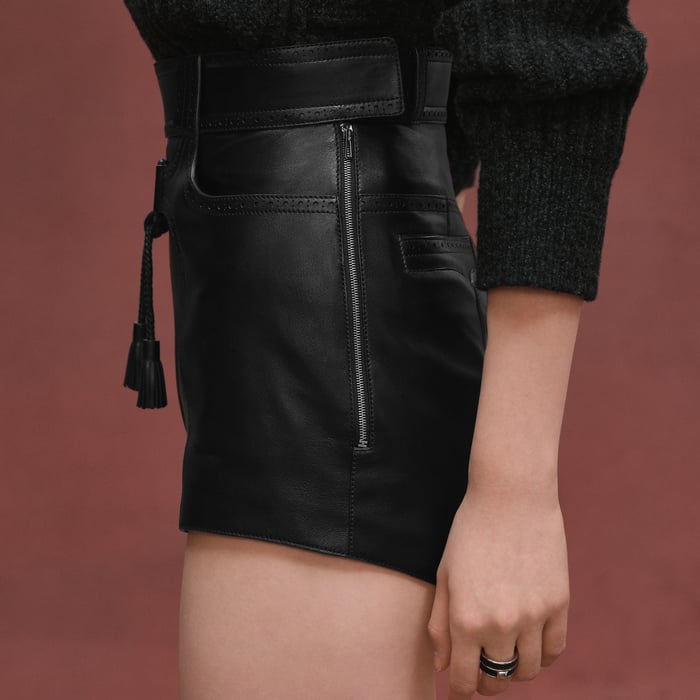 Noir Shorts With Perforated Details