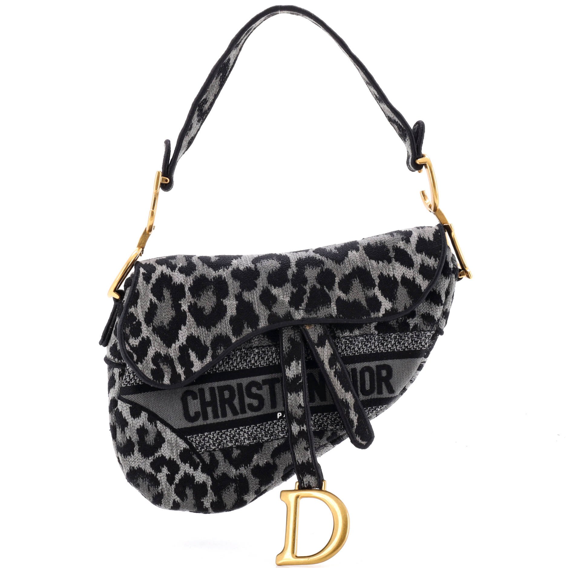 Saddle Handbag Mizza Embroidered Canvas Medium