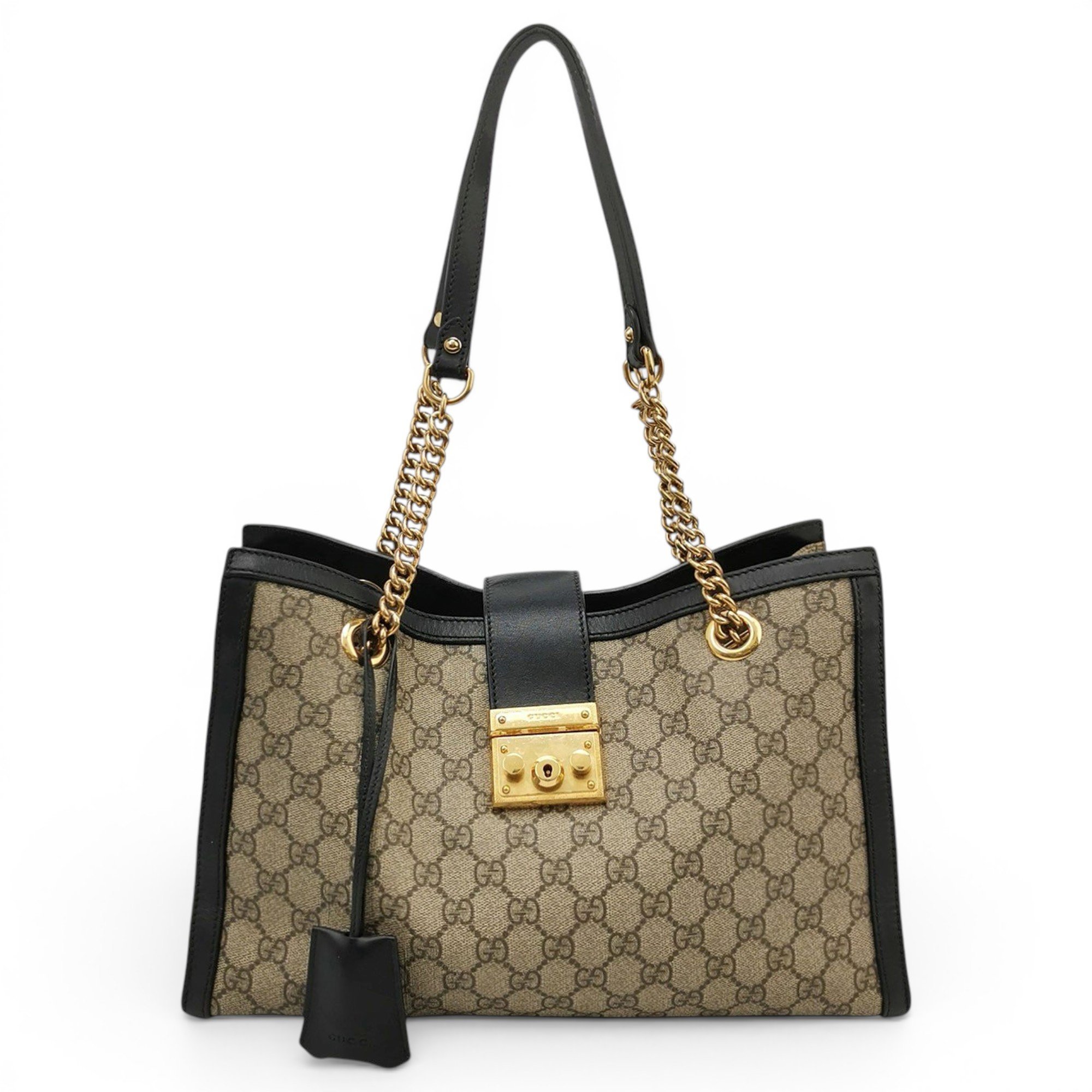 Padlock leather handbag